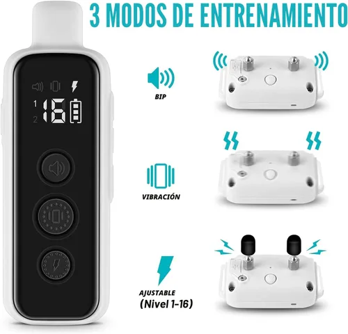 Vista 2 de Bousnic Collar de choque para perros 2 perros, (8-120 libras), collar eléctrico impermeable recargable con control remoto para perros pequeños, Gris