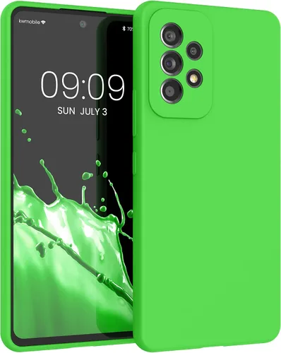 Vista 124 de kwmobile Funda Compatible con Samsung Galaxy A14 5G - Funda de teléfono de TPU y silicona con acabado suave - Verde Lima
