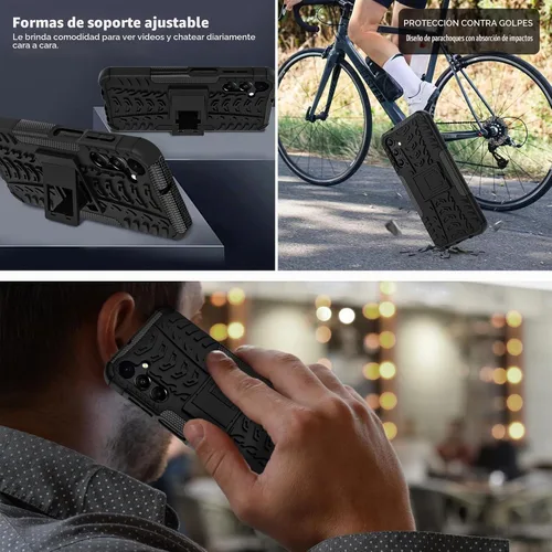 Vista 7 de para Samsung Galaxy A15 5G Funda con protector de pantalla de 2 paquetes, grado militar a prueba de golpes, cubierta acolchada resistente con Negro