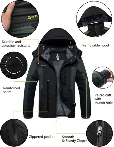 Vista 7 de GEMYSE Men's Mountain Waterproof Ski Snow Jacket Winter Windproof Rain Jacket
