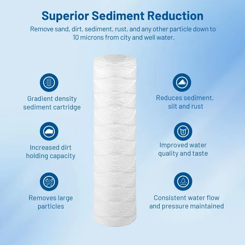 Vista 2 de Whole House - Cartucho de filtro de agua para pozo de sedimentos de 10 micrones, 10 x 2.5 pulgadas, repuesto para CW-F, 155186-43, 3WH-STDSW-F02