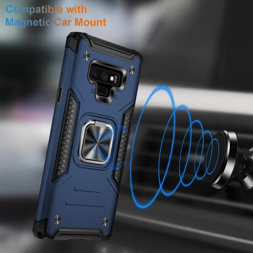 Vista 5 de IKAZZ Funda para Galaxy Note 9, TPU suave y flexible de doble capa y policarbonato duro, antideslizante, de cuerpo completo, resistente, funda Azul
