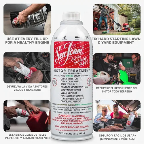 Vista 2 de Sea Foam Aditivo de combustible y aceite para tratamiento de motores, SF16, 16 onzas, paquete de 6