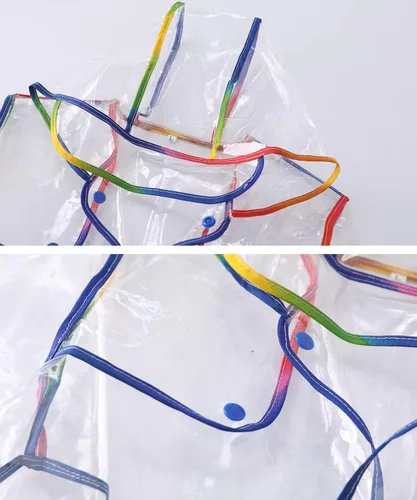 Vista 3 de Hiheart Impermeable unisex de EVA con capucha para niños, transparente, con borde