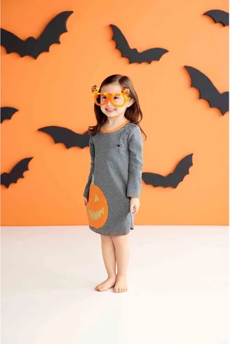 Vista 3 de Mud Pie Vestido de camiseta de Halloween para niña de talla única para bebé