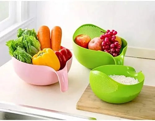 Vista 2 de Filtro de lavado de arroz, colador, colador, colador, fruta, verduras, cuenco, escurridor, herramientas de limpieza, kit de cocina para el hogar