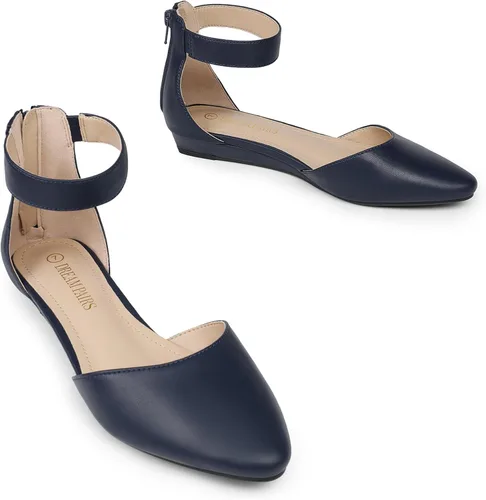 Vista 2 de Dream Pairs Zapatos de mujer con correa para tobillo, tacón bajo de cuña