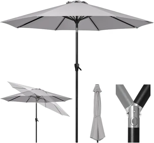 Vista 17 de Tempera Patio Market - Sombrilla de mesa para exteriores con botón de inclinación y manivela, sombrilla grande con poste resistente y toldo Beige