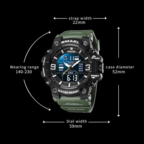 Vista 7 de SMAEL 8049 reloj deportivo impermeable hombres reloj digital relojes digitales para hombre