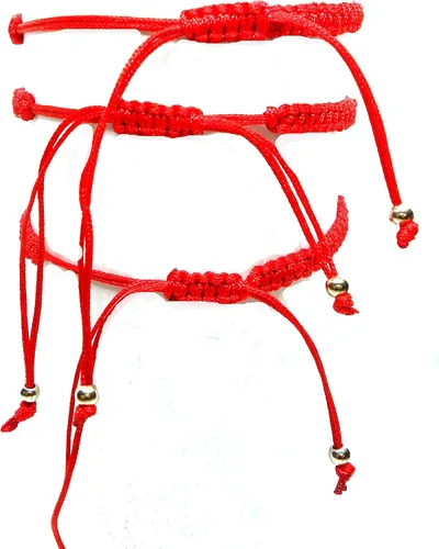 Vista 3 de Pulsera de la Santa Muerte Cuerda Roja Saint Death Parca Paquete de 3 pulseras, Hilo, no conocido