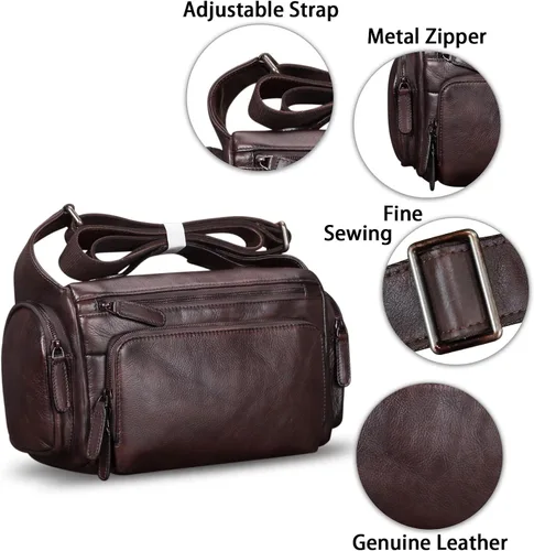 Vista 6 de IVTG Bolso de mensajero de cuero genuino para hombre, bolso cruzado para el hombro, mochila informal para el trabajo, negocios
