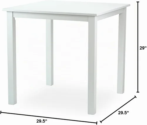 Vista 3 de Mesa de cocina cuadrada de comedor con diseño contemporáneo de madera maciza en acabado blanco