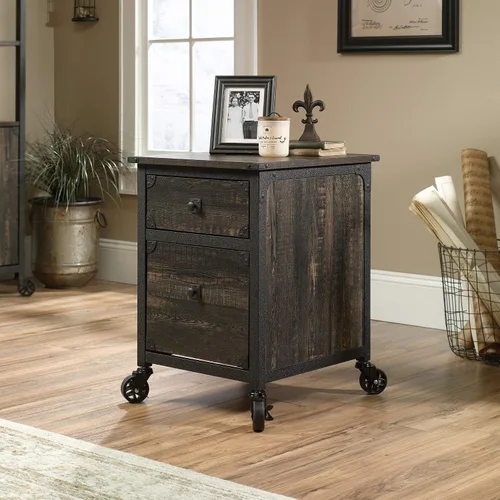 Vista 9 de Sauder Steel River File Pedestal, L: 20.87" x W: 23.86" x H: 26.58", Acabado en Roble Carbono Roble de carbono