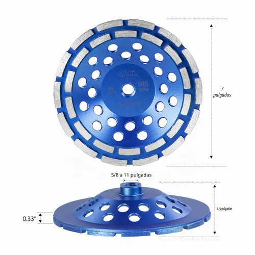 Vista 2 de SALI Muelas abrasivas de hormigón de 7 pulgadas 28 segmentos de diamante Turbo 5/8-11 Arbor Diamond Muela abrasiva apta para pintura, epoxi