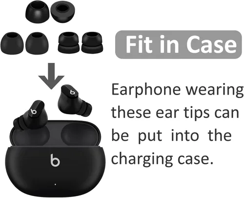 Vista 4 de Kit de 9 pares de almohadillas compatibles con Beats Studio Buds +, doble brida de silicona y puntas de espuma viscoelástica, S/M/L de repuesto