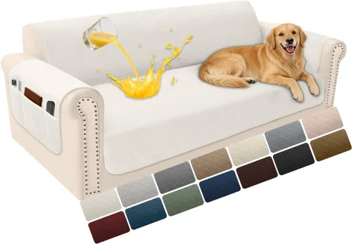 Vista 53 de Fundas de terciopelo 100% impermeables para sofá biplaza, fundas lavables para sofá de 2 plazas, fundas de sofá aptas para mascotas, protector