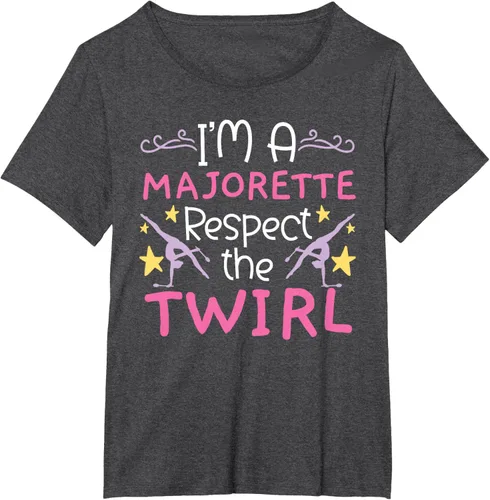 Vista 16 de Camiseta con texto en inglés "I A Majorette Respect The Twirl Baton Twirling", Negro