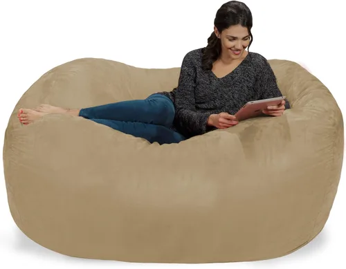 Vista 5 de Silla tumbona gigante de Chill Sack de 6 pies, bolsa para muebles de espuma viscoelástica y tumbona grande – sofá grande con funda de microfibra
