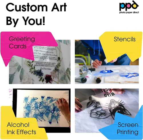 Vista 4 de PPD 50 hojas de película transparente de 8.5 x 11 pulgadas para inyección de tinta prémium OHP