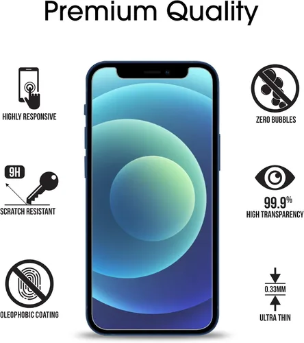 Vista 6 de amFilm Protector de pantalla de vidrio compatible con iPhone 12 Mini de 5.4 pulgadas, 2020, con bandeja de fácil instalación, vidrio templado