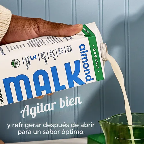 Vista 3 de MALK Unsweetened Almond Milk - Organic & Shelf Stable Creamer - 32OZ 6-Pack Leche a base de plantas para cereales, batidos, café, sin lácteos