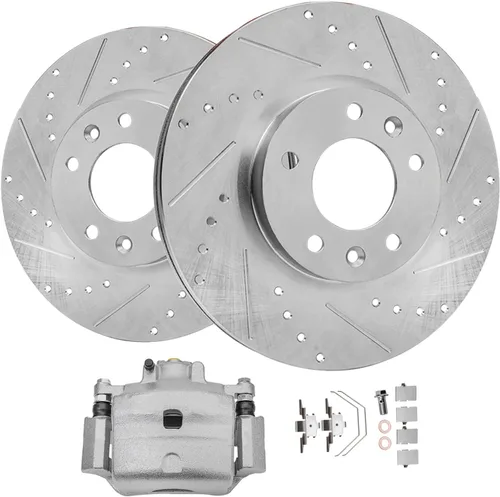 Vista 27 de Detroit Axle - Rotores de freno delantero para Volkswagen Touareg Audi Q7 Porsche Cayenne Rotores de freno de disco perforados y ranurados Reemplazo