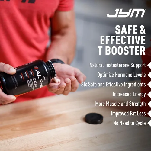 Vista 5 de Amplificador de testosterona con Ashwagandha Alpha JYM, fenugreek, eurycoma, damiana, eurycoma y más de JYM Supplement Science, 180 cápsulas