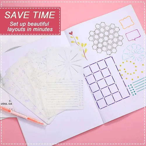 Vista 4 de Zonon 24 plantillas de diario de 4 x 7 pulgadas, plantilla de dibujo para diarios, kit de suministros diarios, semanales, mensuales, calendarios