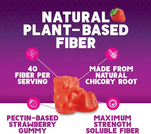 Vista 5 de Gomitas de fibra para adultos – Fibra soluble 0.14 oz por porción – Suplemento de fibra prebiótica a base de plantas para salud digestiva, salud