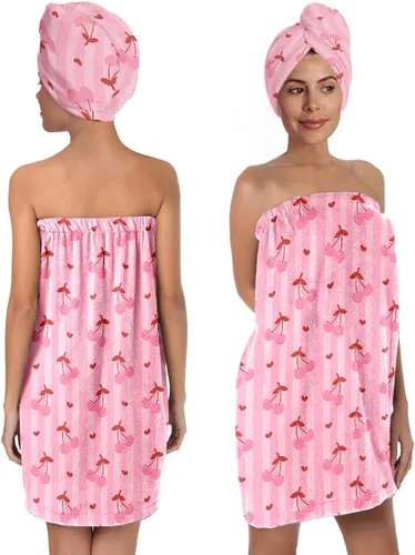 Vista 12 de Juego de toallas de baño y toallas para el cabello para mujer, suave y absorbente de microfibra de secado rápido, con cierre elástico, toalla de spa