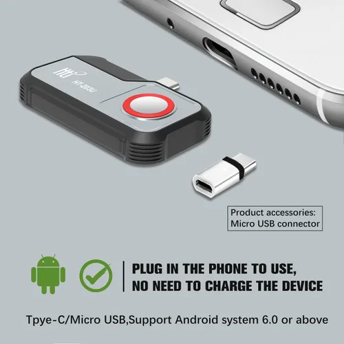 Vista 7 de Cámara térmica 256X192 IR Resolución HT-203U Cámara de imágenes térmicas para teléfono Android - Plano focal infrarrojo no enfriado de óxido
