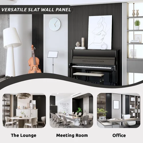 Vista 5 de WPC - Paneles de pared con listones, paneles de pared 3D de acento moderno, 8 piezas de 94.5 x 6.6 pulgadas, panel de pared de TV, dormitorio, sala