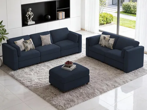 Vista 49 de CUGOAO Sofá biplaza extragrande de 83.5 pulgadas, sofás para sala de estar, sofá nube de felpilla de asiento profundo, sofá modular seccional, funda