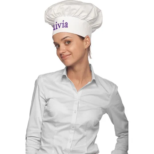 Vista 4 de Sombrero de chef bordado personalizado 65/35 poliéster/algodón fabricado en los Estados Unidos, Negro