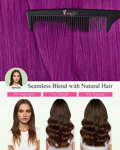 Vista 58 de YoungSee Extensiones de Cabello Humano con Cinta Balayage Extensiones de Cabello con Cinta Marrón Oscuro Extensiones de Cabello con Cinta Ombre