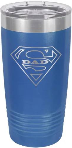 Vista 11 de SUPER DAD-B BLACK Vaso de bebida de 20 onzas con pajita Taza de viaje grabada con láser Comparar con Yeti Rambler Idea de regalo para papá