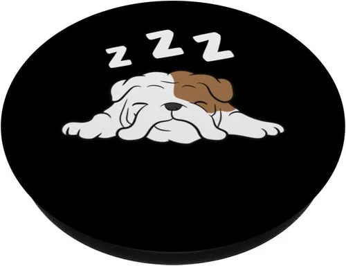 Vista 2 de Bulldog Inglés Sleeping Bulldog Pijama divertido Bulldog PopSockets intercambiable PopGrip