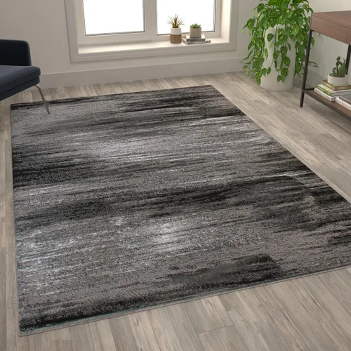 Vista 23 de Flash Furniture Rylan Collection - Alfombra contemporánea de olefinas azules, de pelo alto, 2 x 10 pies, respaldo de yute, pasillo, entrada