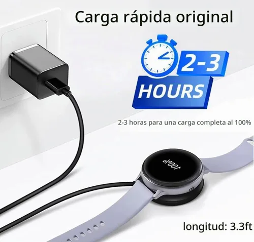 Vista 2 de Cargador USB para Samsung Galaxy Watch, base de carga compatible con Samsung Galaxy Watch 6/6 Classic/5 Pro/5/4/4 Classic/ 3/Active 2/Active, 3.3