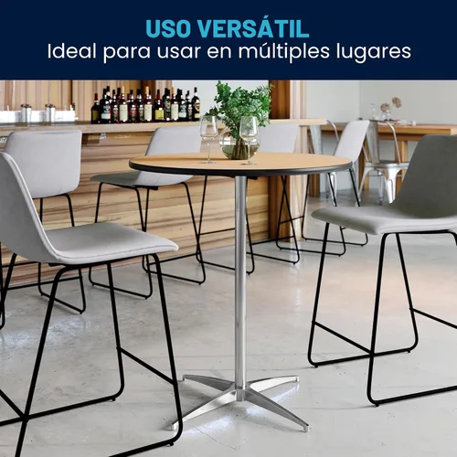 Vista 8 de Mesa de cóctel Flash Furniture redonda de madera con columnas de 30 y 42 pulgadas, Negro
