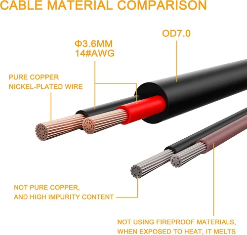 Vista 6 de Cable de extensión para encendedor de cigarrillos, 4 pies/12 V/120 W/15 A, compatible con bomba de compresor de aire e inflador de neumáticos