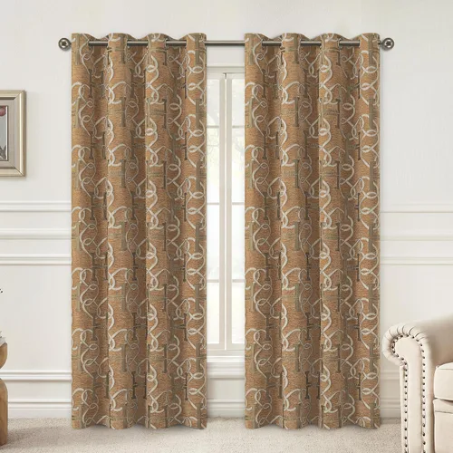 Vista 12 de Cortinas opacas modernas de letra H para sala de estar, cortina de ventana de lujo con patrón de cadena de chenilla, jacquard de 84 pulgadas