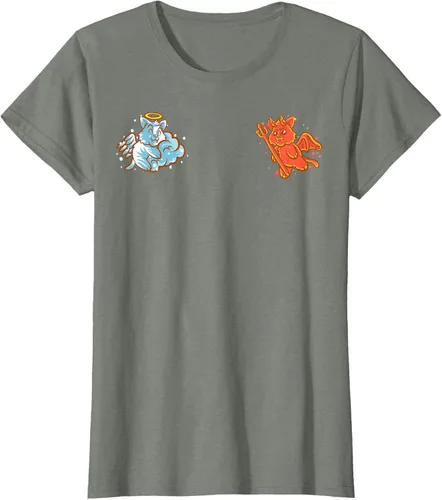 Vista 13 de Camiseta de gato ángel y diablo sentado en tu hombro Nerd Kitten, Negro