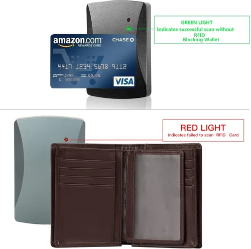 Vista 4 de GOIACII Carteras para hombres de gran capacidad de cuero genuino RFID plegable hombres billeteratitular de la tarjeta de crédito con ventana