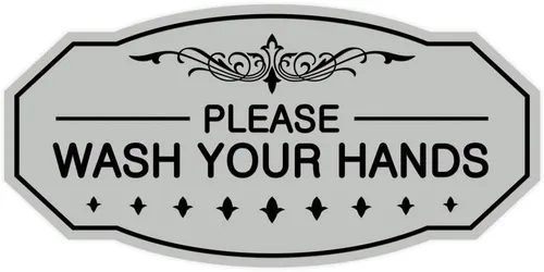 Vista 14 de Signs ByLITA Letrero Victoriano Please Wash Your Hands (Negro) - Pequeño