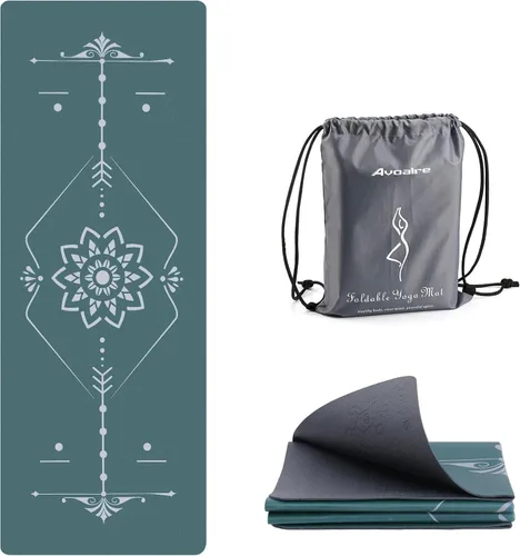 Vista 11 de Avoalre Esterilla de yoga plegable – Tapete de ejercicio antideslizante texturizado – Tapete de yoga ligero de viaje con bolsa de transporte