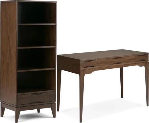 Vista 21 de SIMPLIHOME Harper 48" Wide Solid Wood Writing Desk in Black