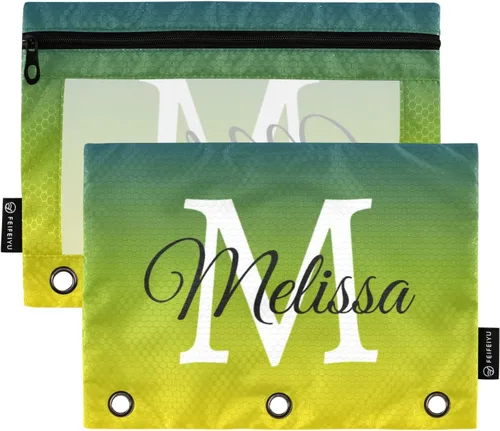 Vista 18 de Estuche para lápices personalizado degradado morado para 3 anillas, bolsa de lápices personalizada con cremallera, estuche transparente
