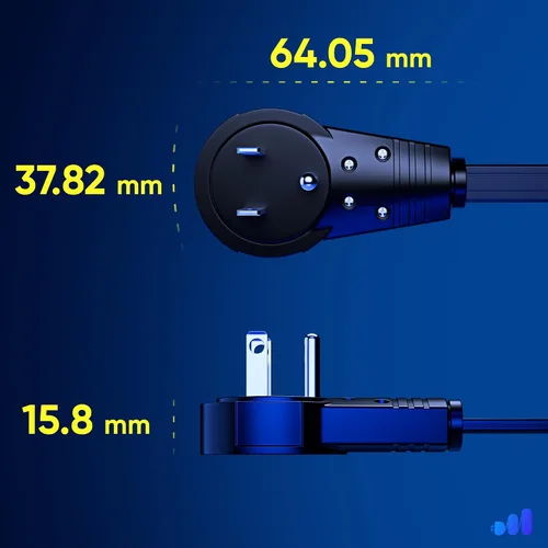 Vista 4 de Maximm Cable de extensión de enchufe plano giratorio de 360°, 0.3 m, 16 AWG, múltiple, extensión de salida, cable de conexión a tierra de 3 puntas