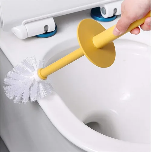 Vista 4 de Escobilla de inodoro y soporte, paquete de 2 cepillos de limpieza profunda, ergonómico, resistente, accesorios de baño de plástico, 1 paquete